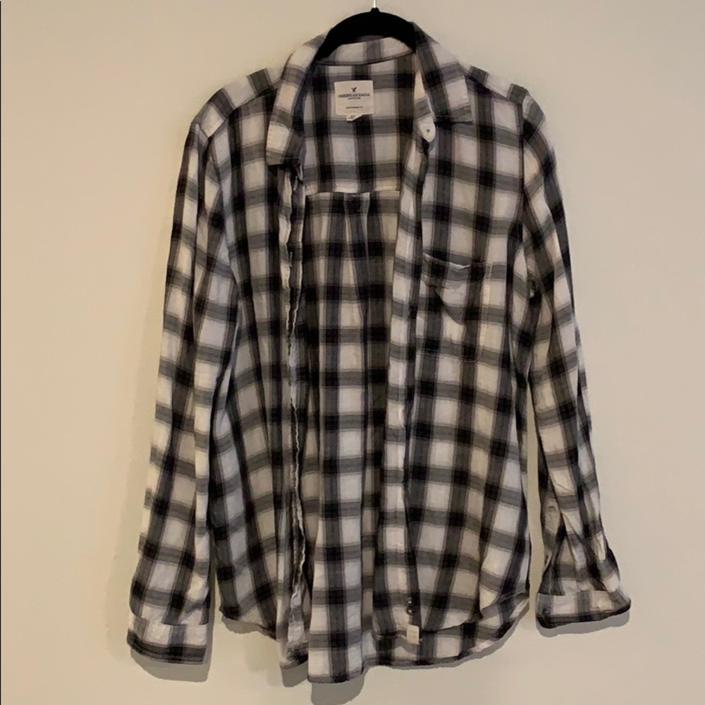 White and Black Boyfriend Fit Flannel